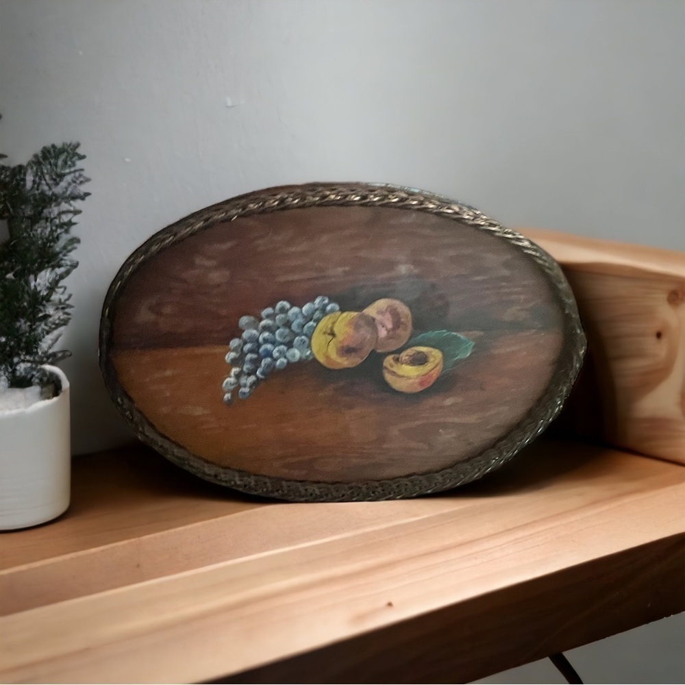 Large Vintage Hand Painted tray Wall hanging Art 22”x15” -Amazing piece !​​​​​​ - Picture 2 of 13